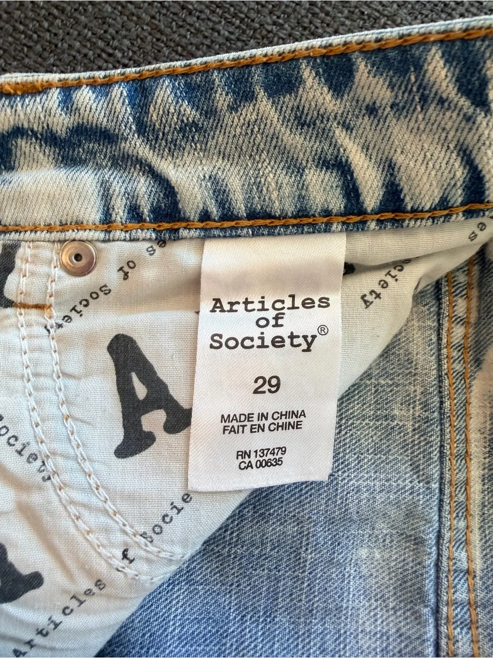 Articles of Society Acid Wash Denim Jeans - Blue